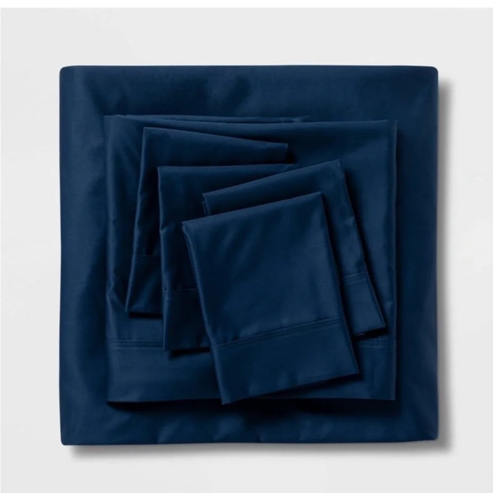Threshold 6pc 800TC Luxury Cotton Sateen Sheet Set • Full • Deep Indigo • NWT